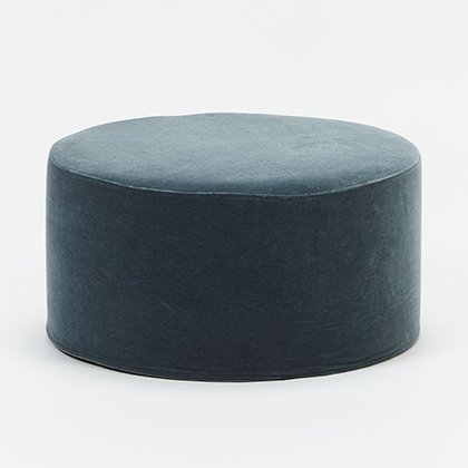SOFTLINE Samt Hocker Drum Pouf blau Variante