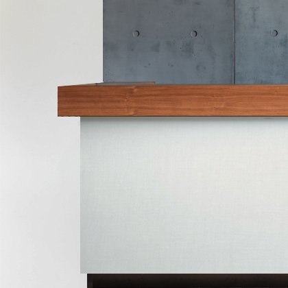 Baraufsatz nussbaum Front weiss 320 Aluvision Beton Variante