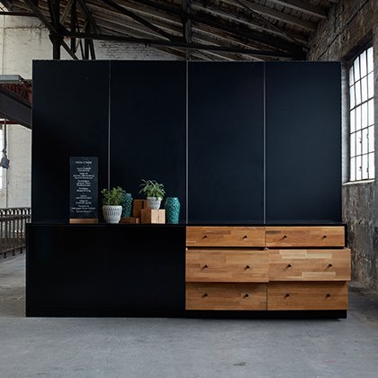 K+S Design Buffet schwarz Schublade GRID